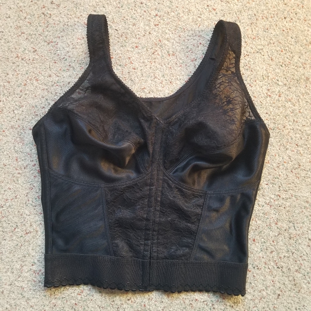 Exquisite Form Long Line Corset Bra Shapewear Black Lace Sheer